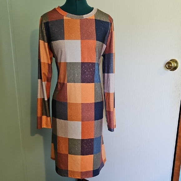 Colorful Checkered Women's Dress - Picture 1 of 4